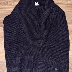 Lacoste Womens Dark Gray Shawl Collar Cardigan